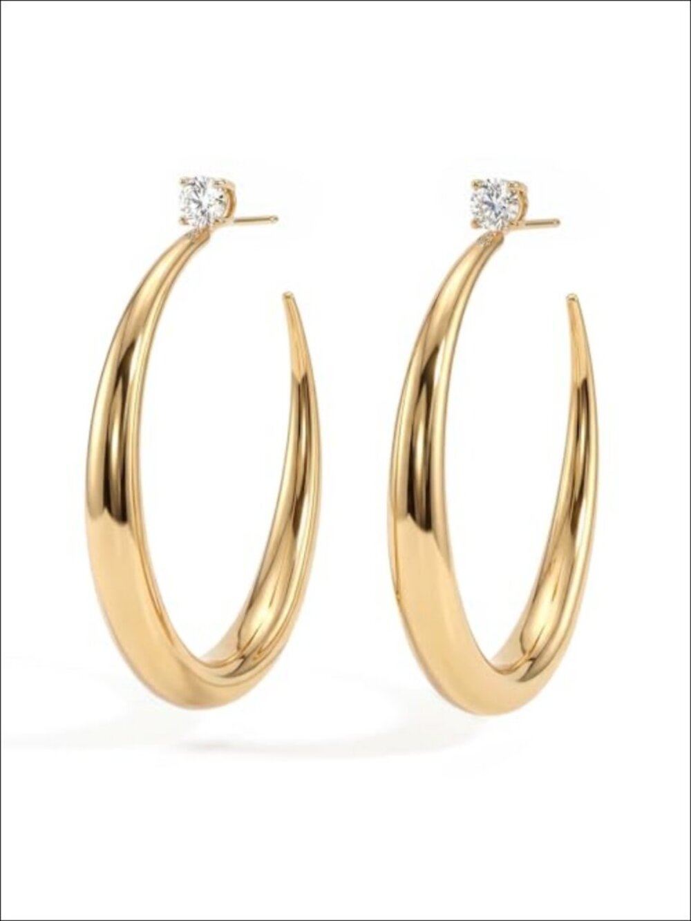 14K Gold Plated Brass Big Open Hoop Earrings Statement Jewelry